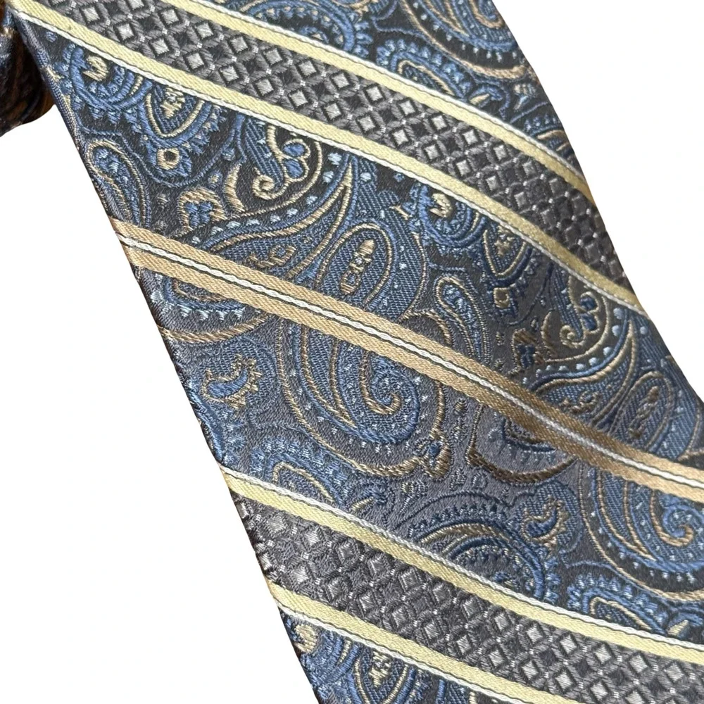 Pronto Uomo Platinum Blue Beige Paisley Textured 3